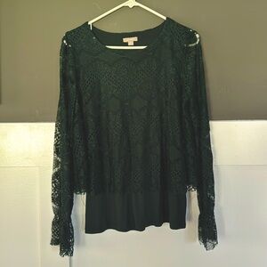 Dark green lace top
